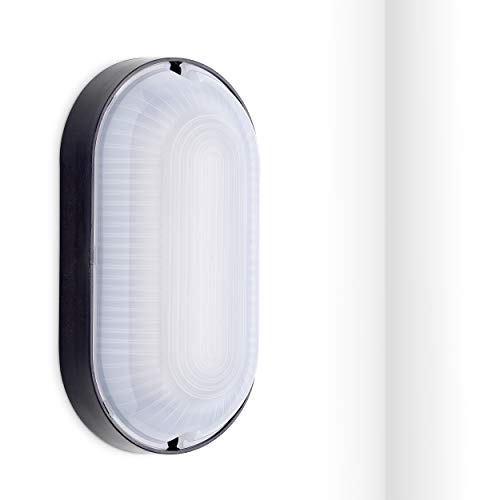 Oktaplex lighting Kellerlampe Base Oval mit Durchgangsverdrahtung 9W 4000K Neutralweiß 800lm LED Kellerleuchte IP65 Feuchtraumlampe Oval Schwarz von Oktaplex lighting