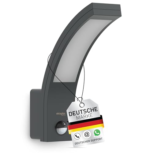 Oktaplex Rio Außenlampe mit Bewegungsmelder anthrazit IP54 Außenleuchte 3000K warmweiß 750lm Außenwandleuchte 10W 230V von Oktaplex lighting