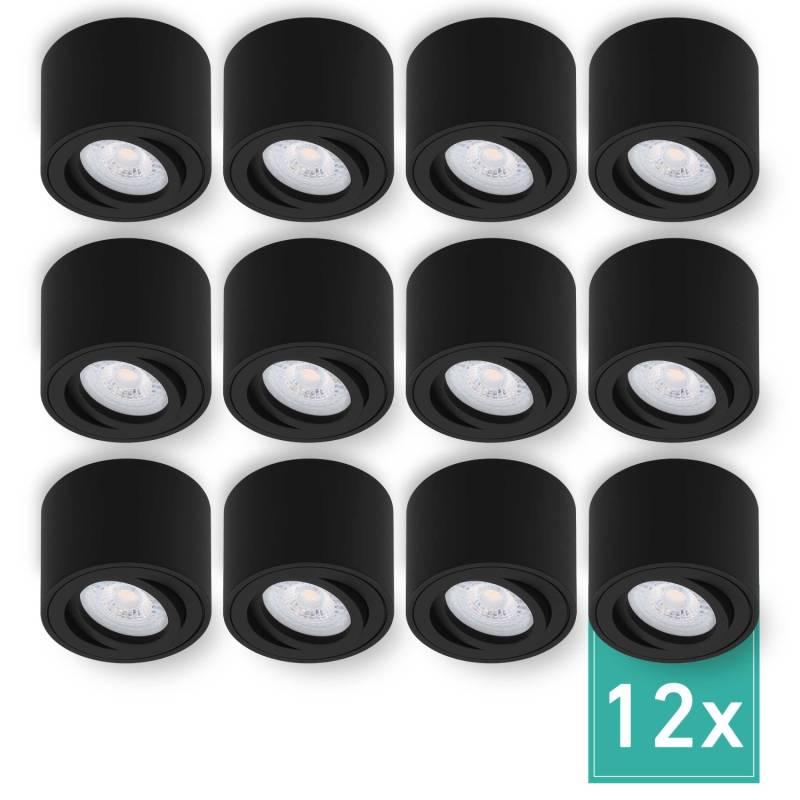 Oktaplex 12er Set Aufputz Spot Lile S inkl. LED-Module 3-Stufen Dimmbar Warmweiß 3000K 230V Aluminium Schwarz von Oktaplex lighting