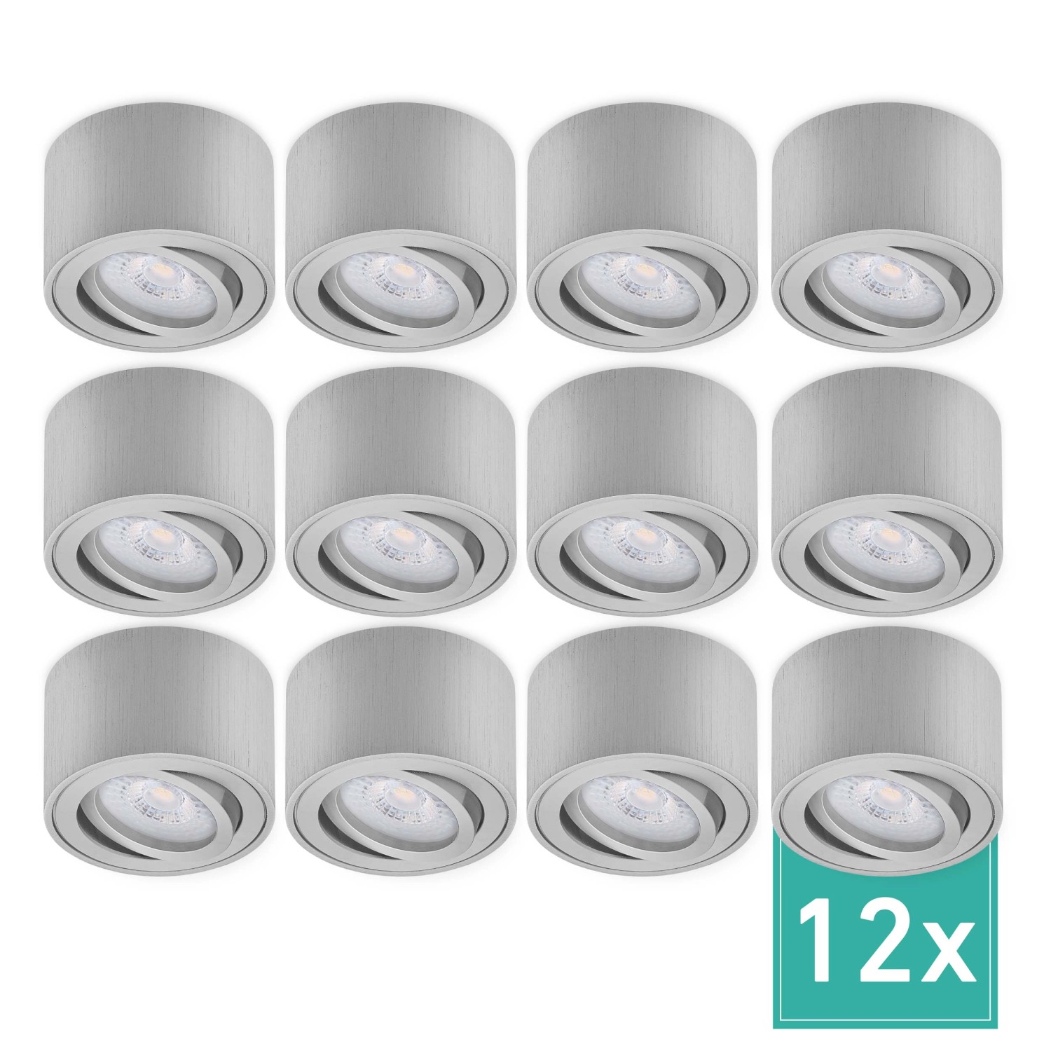 Oktaplex 12er Set Decken Spot Lile S Schwenkbar inkl. LED-Module Warmweiß 2700K 230V Aluminium Gebürstet Oktaplex 12er Set Decken Spot Lile S Schwenkbar inkl. LED-Module Warmweiß 2700K 230V Aluminium Gebürstet von Oktaplex lighting