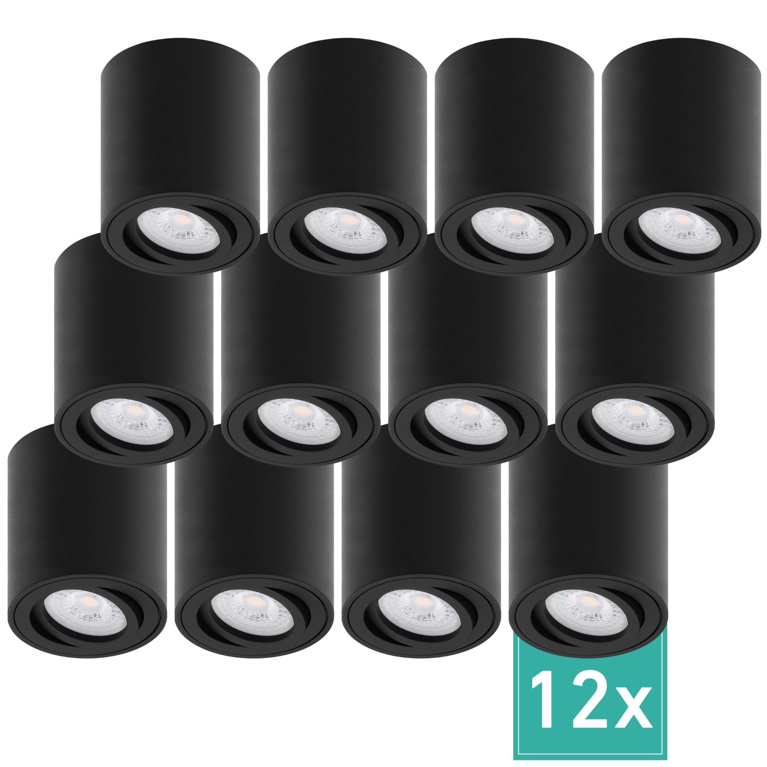 Oktaplex 12er Set Deckenstrahler Lile M inkl. LED-Module Dimmbar Warmweiß 3000K 230V Alu Schwarz Oktaplex 12er Set Deckenstrahler Lile M inkl. LED-Module Dimmbar Warmweiß 3000K 230V Alu Schwarz von Oktaplex lighting