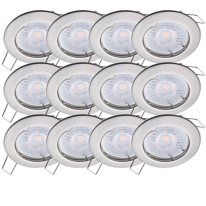 Oktaplex 12er Set Einbauleuchte Sedan Stufenlos Dimmbar Warmweiß 2700K 370lm Gebürstete Edelstahloptik Deckenspot von Oktaplex lighting