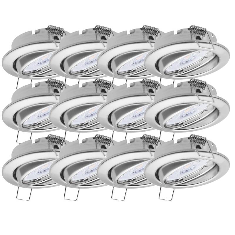 Oktaplex 12er Set Einbauspot Dijon Dimmbar inkl. LED Modul Neutralweiß 4,9W Chrom 370lm Deckenstrahler Schwenkbar von Oktaplex lighting