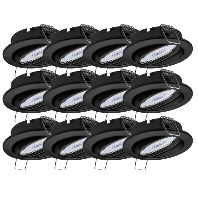Oktaplex 12er Set Einbaustrahler Dijon inkl. LED Modul Warmweiß 1,9W 345lm LED Spot Schwenkbar Schwarz von Oktaplex lighting