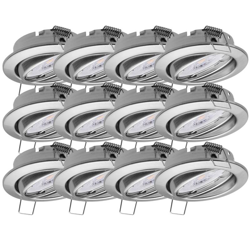 Oktaplex 12er Set LED Spot Dijon inkl. LED Modul 230V Warmweiß Edelstahl Gebürstet Deckenleuchte Schwenkbar von Oktaplex lighting