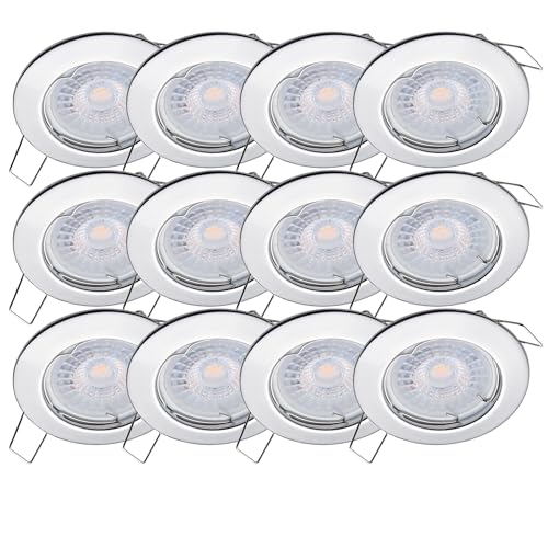 Oktaplex 12er Set LED Spots - 3 Stufen dimmbar - 4,8W 2700K 230V 380lm Warmweiß 110° - Deckenspot Chrom Lochmaß 60mm Deckenstrahler Sedan von Oktaplex lighting