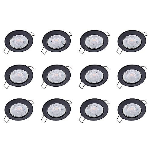 Oktaplex 12er Set LED Spots - 3 Stufen dimmbar - 4,8W 2700K 230V 380lm Warmweiß 110° - Deckenspot Schwarz Lochmaß 60mm Deckenstrahler Sedan von Oktaplex lighting