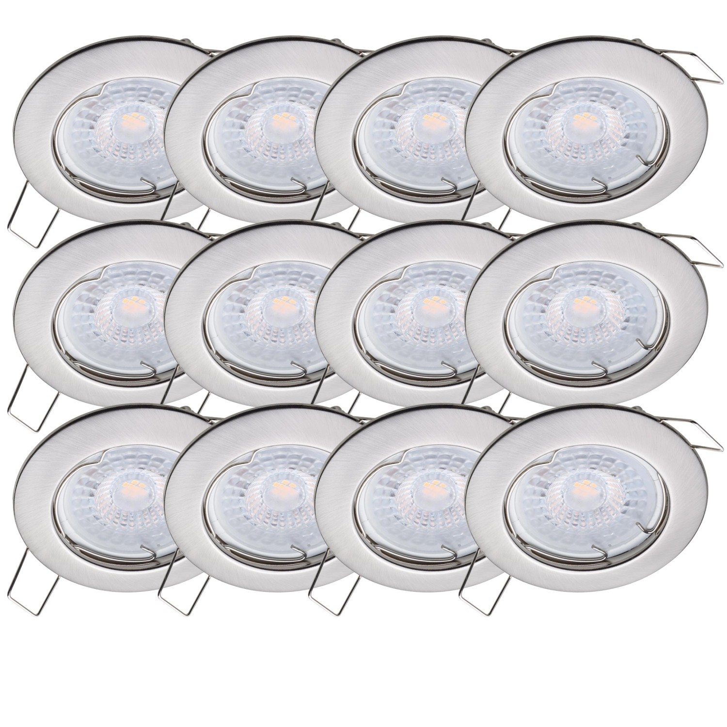 Oktaplex 12er Set Spots Sedan inkl. LED-Module Warmweiß 380lm Gebürstete Edelstahloptik Einbauleuchte von Oktaplex lighting