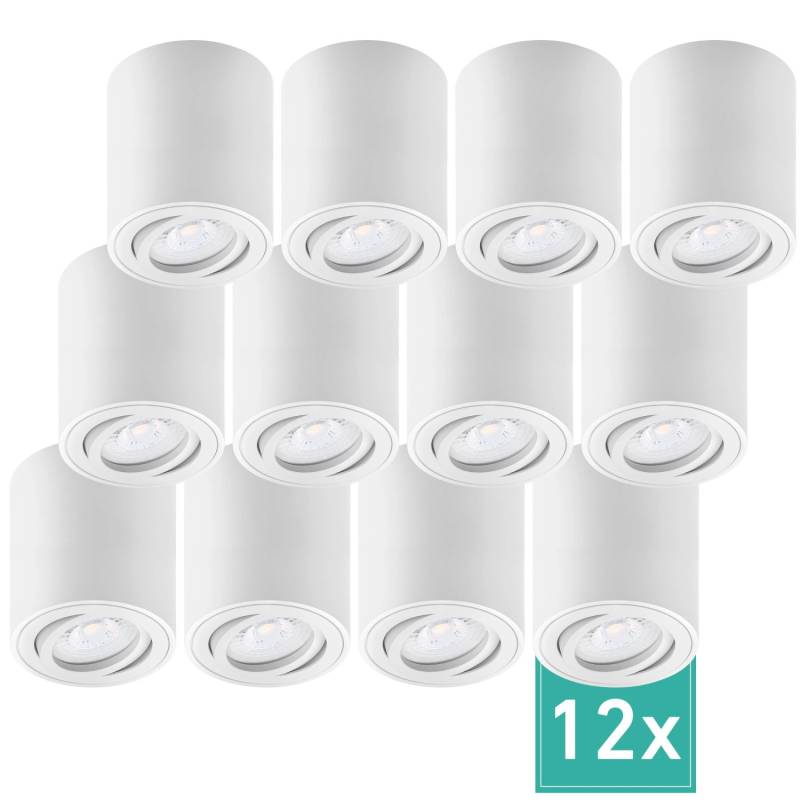 Oktaplex 12er Set Strahler Spots Modern Lile M inkl. LED-Module Dimmbar Warmweiß 2700K 230V Alu Weiß von Oktaplex lighting