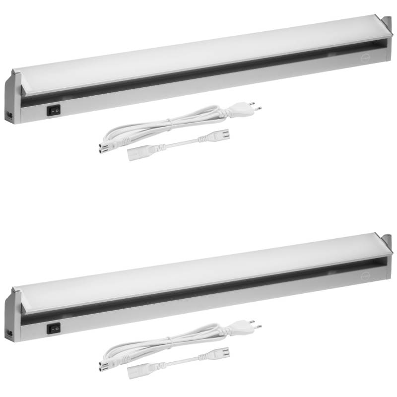 Oktaplex 2er Set LED Unterbauleuchte 90cm Aluminium Schwenkbar Warmweiß 230V mit Schalter von Oktaplex lighting