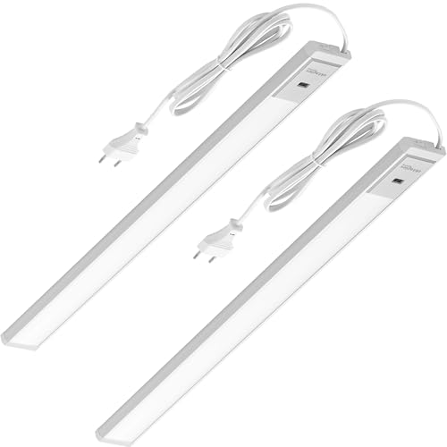 Oktaplex 2er Set Riva LED Unterbauleuchte Sensor 760lm neutralweiß 57,5cm Küchenlicht dimmbar Unterbaulampe Küche 10,2W silber 230V von Oktaplex lighting