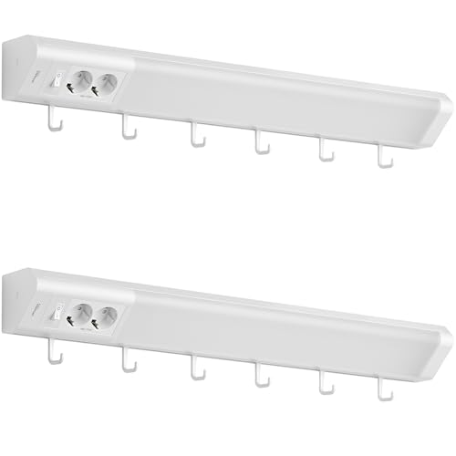 Oktaplex 2er Set Talin Unterbaulampe Küche mit Steckdose 76cm 230V Küchenbeleuchtung warmweiß 3000 Kelvin 1635 Lumen 14,8 W LED mit Schalter weiß von Oktaplex lighting