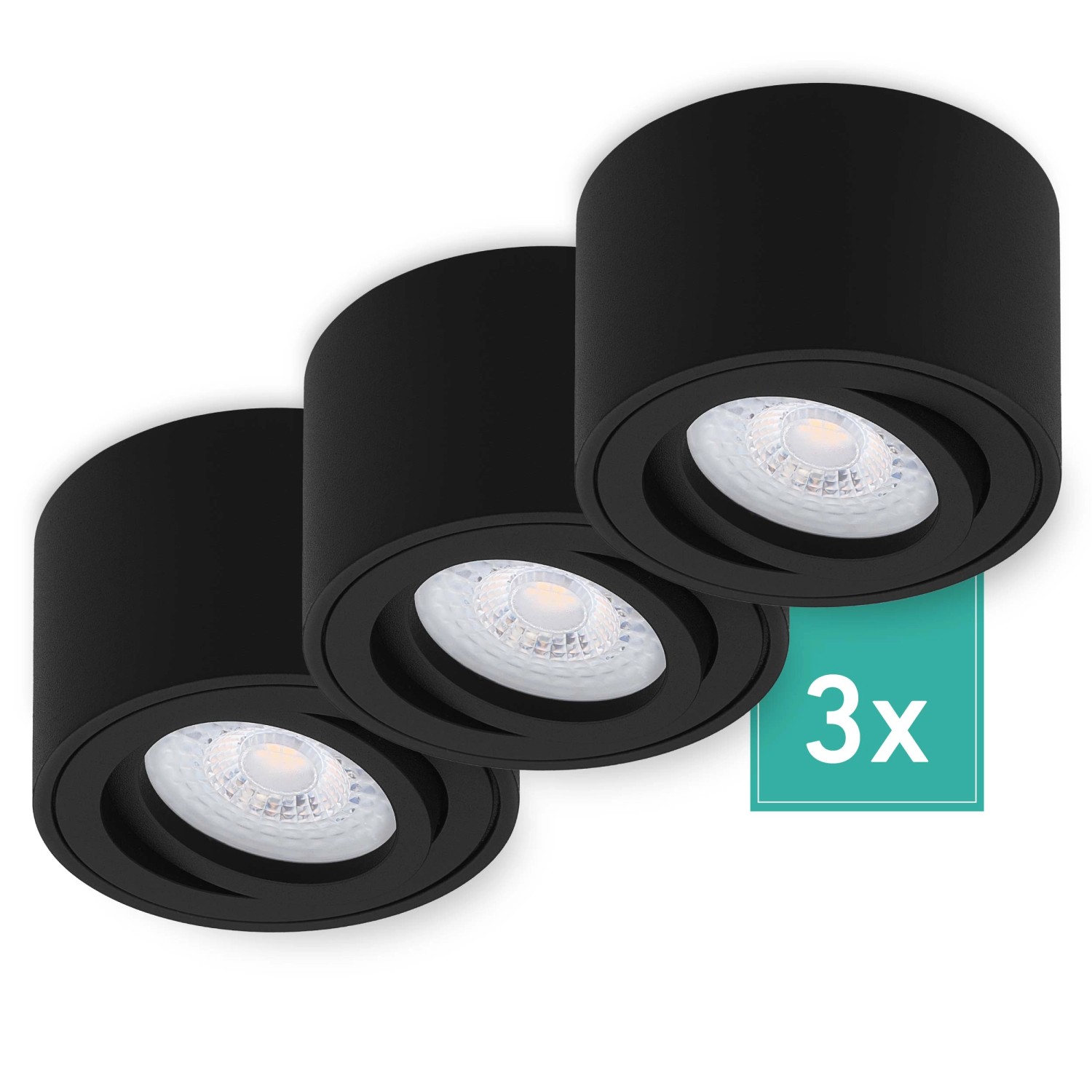 Oktaplex 3er Set Aluminium LED Spot Modern Lile S Schwenkbar inkl. LED-Module Neutralweiß 4000K 230V Schwarz von Oktaplex lighting