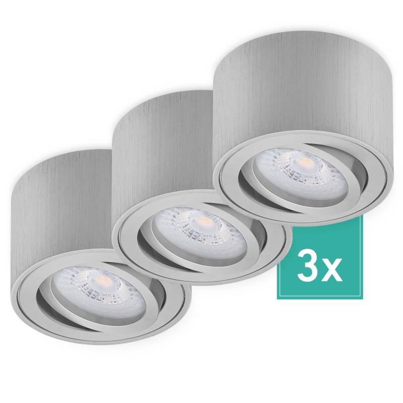 Oktaplex 3er Set Aufputz Spot Lile S inkl. LED-Module Dimmbar Neutralweiß 4000K 230V Aluminium Gebürstet von Oktaplex lighting