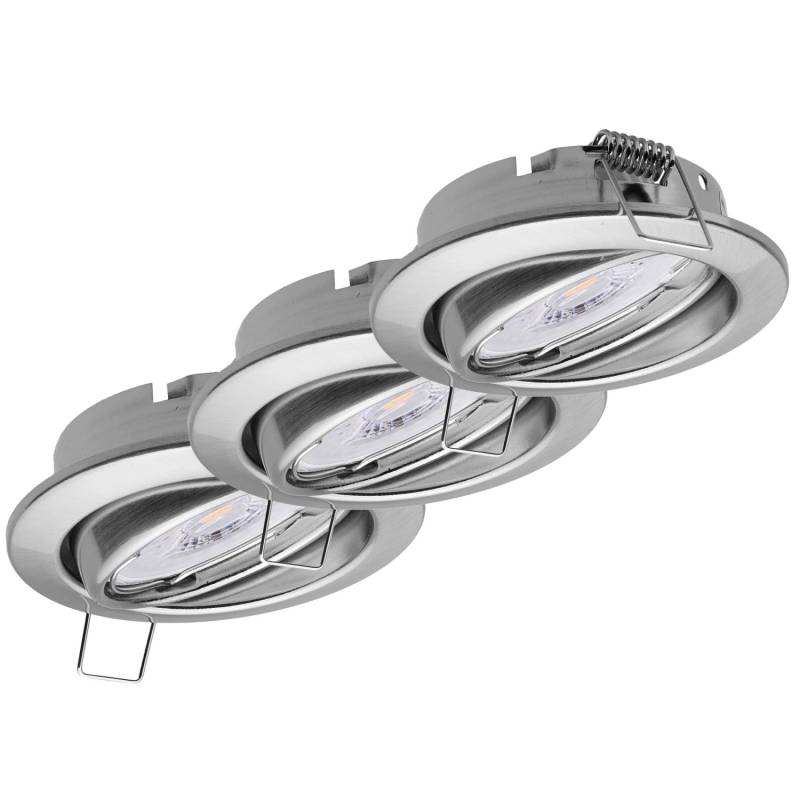Oktaplex 3er Set Deckeneinbaustrahler Dijon 3-Step Dimmbar LED Modul Warmweiß Edelstahl Gebürstet Spot Schwenkbar von Oktaplex lighting