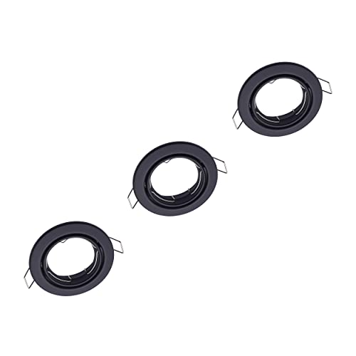 Oktaplex 3er Set Dijon Einbaurahmen für GU10 & LED-Module - Spots flach IP20 schwenkbar schwarz Einbaustrahler Lochmaß 68mm von Oktaplex lighting