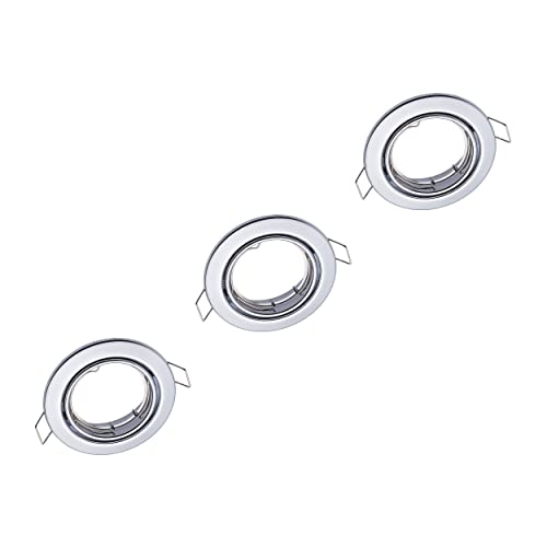 Oktaplex 3er Set Dijon Einbaurahmen für GU10 & LED-Module - Spots flach schwenkbar IP20 chrome Einbaustrahler Lochmaß 68 mm von Oktaplex lighting