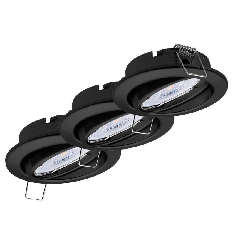 Oktaplex 3er Set Einbauspot Dijon Dimmbar inkl. LED Modul Neutralweiß 4,9W Schwarz 370lm Deckenstrahler Schwenkbar von Oktaplex lighting