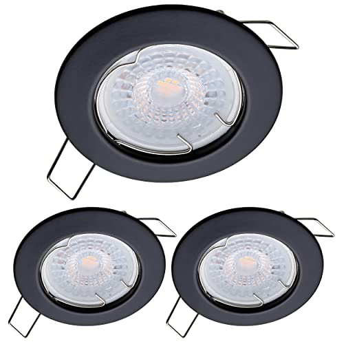 Oktaplex 3er Set LED Spots - 3 Stufen dimmbar - 4,8W 2700K 230V 380lm Warmweiß 110° - Deckenspot Schwarz Lochmaß 60mm Deckenstrahler Sedan von Oktaplex lighting