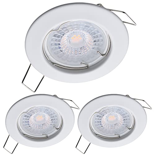 Oktaplex 3er Set LED Spots - 3 Stufen dimmbar - 4,8W 2700K 230V 380lm Warmweiß 110° - Deckenspot Weiß Lochmaß 60mm Deckenstrahler Sedan von Oktaplex lighting