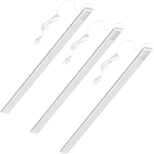 Oktaplex 3er Set Riva Unterschrankleuchte flach 90cm 1150lm neutralweiß Küchenbeleuchtung mit Schalter 15W 230V LED Unterbaulampe silber von Oktaplex lighting