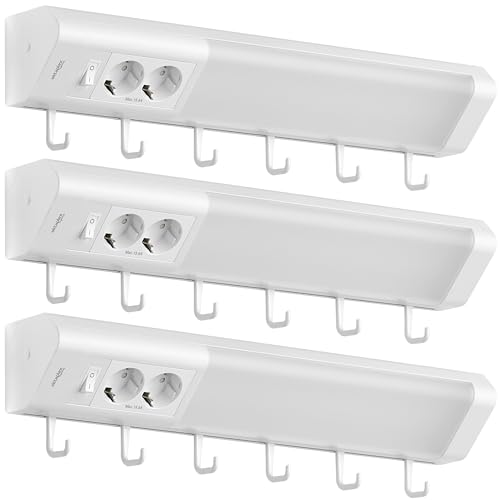 Oktaplex 3er Set Talin LED Unterbaulampe Küche mit Steckdose 230V 50cm Unterschrankleuchte mit Schalter warmweiss 3000 Kelvin 1085 Lumen 9,7W weiß Oktaplex 3er Set Talin LED Unterbaulampe Küche mit Steckdose 230V 50cm Unterschrankleuchte mit Schalter warmweiss 3000 Kelvin 1085 Lumen 9,7W weiß von Oktaplex lighting