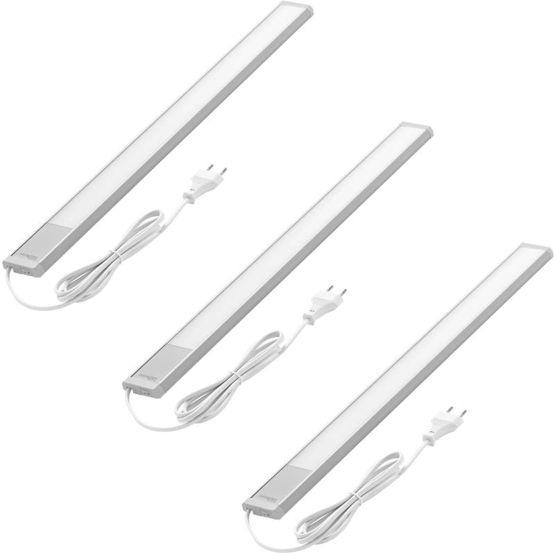 Oktaplex 3er Set Unterbauleuchte Küche Flach Aluminium 58cm LED Küchenlicht Warmweiß mit Schalter von Oktaplex lighting