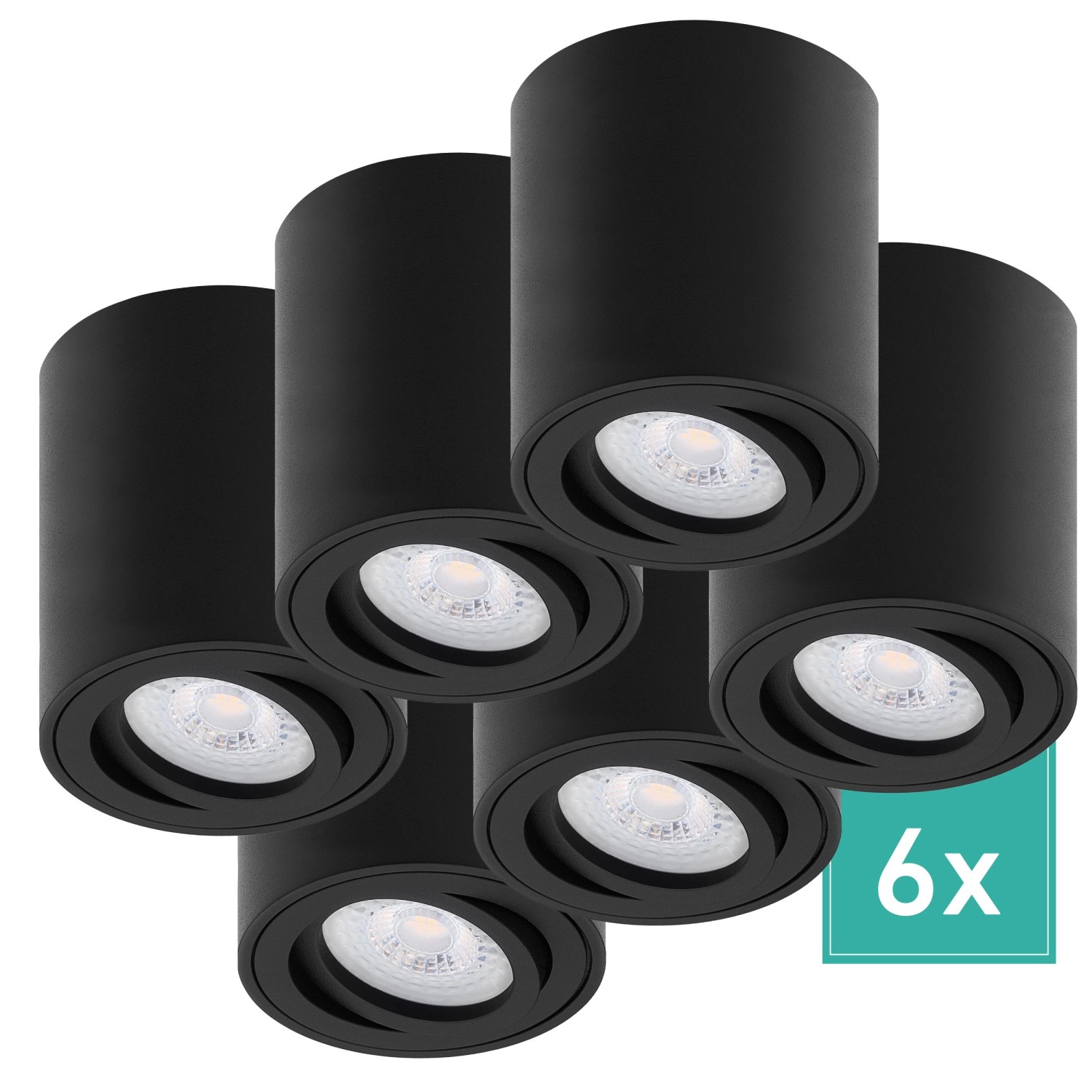 Oktaplex 6er Set Alu Aufputz Spot Lile M Schwenkbar inkl. LED-Module Neutralweiß 4000K 230V Schwarz von Oktaplex lighting