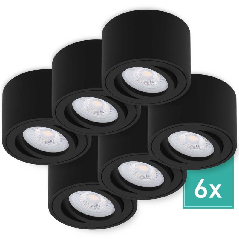 Oktaplex 6er Set Aluminium Aufputz Spot Lile S Schwenkbar inkl. LED-Module Warmweiß 3000K 230V Schwarz von Oktaplex lighting