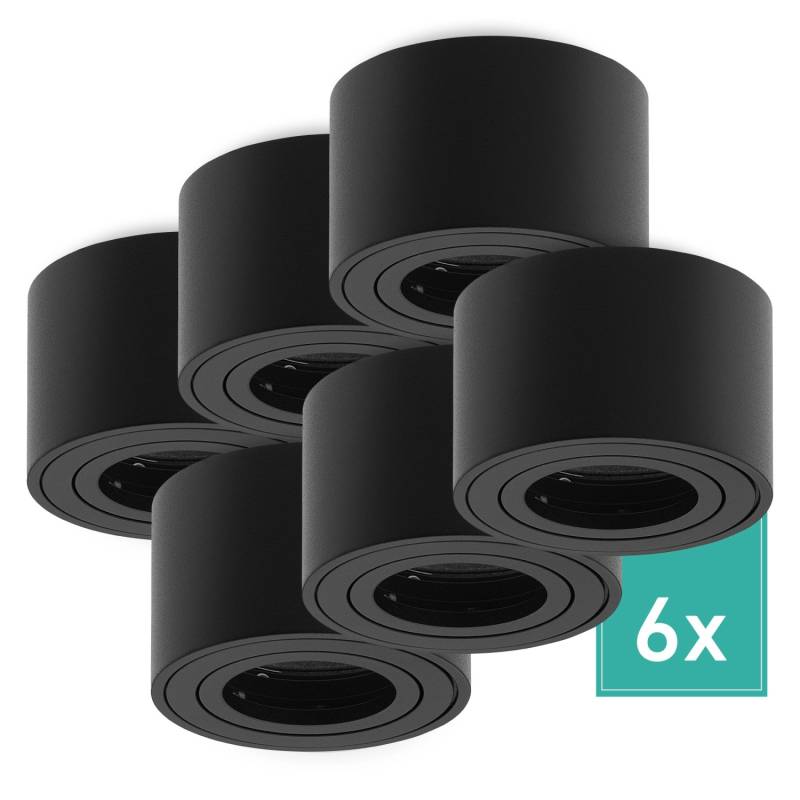 Oktaplex 6er Set Aufbauspot Modern Aluminium Lile S für LED-Module Deckenstrahler Spotrahmen 230V Schwarz von Oktaplex lighting