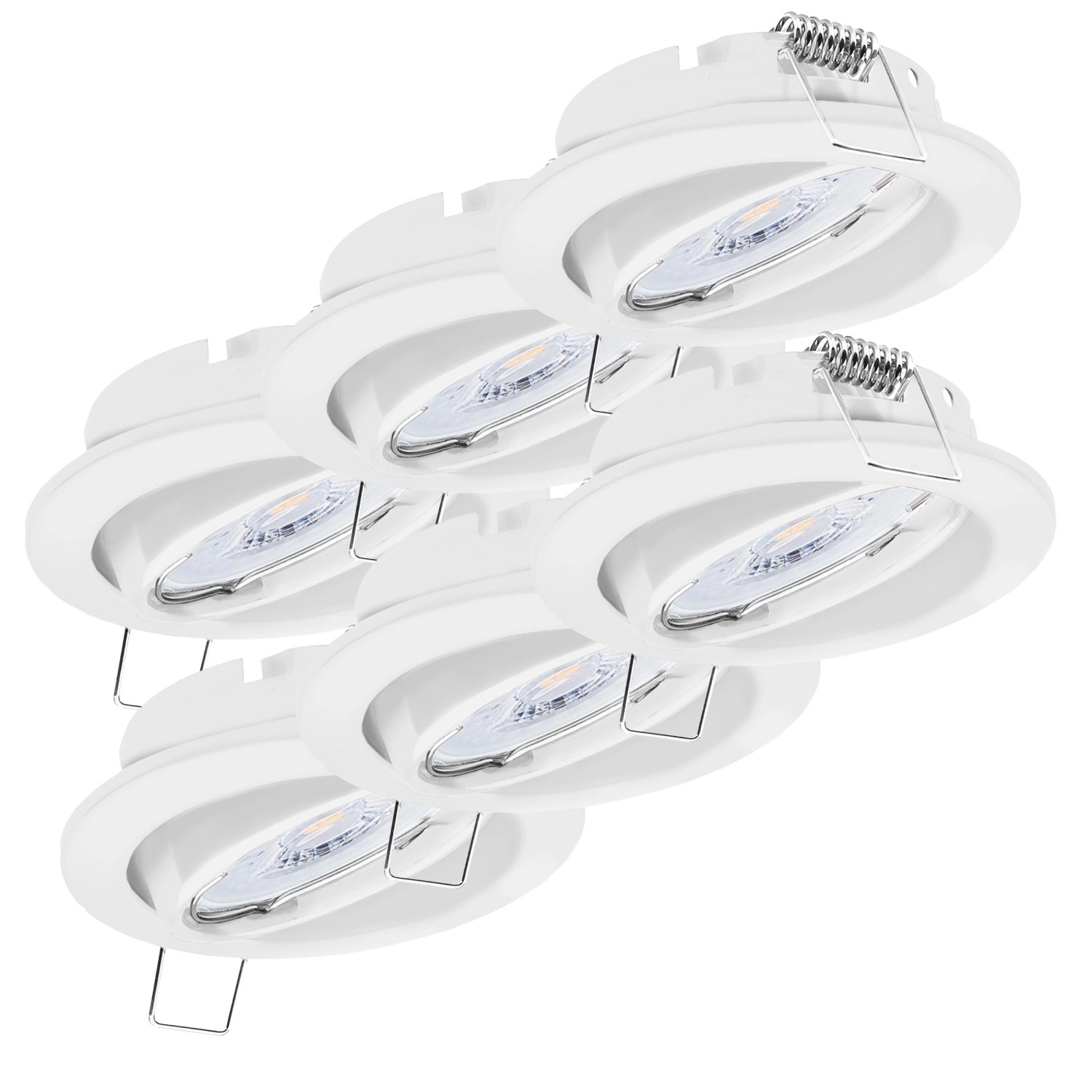 Oktaplex 6er Set Deckeneinbaustrahler Dijon inkl. LED Modul 2700K Warmweiß 380lm Spot Schwenkbar Weiß von Oktaplex lighting