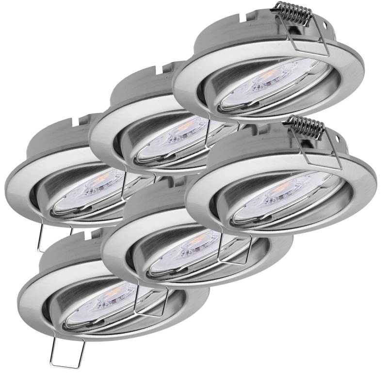 Oktaplex 6er Set Deckenstrahler Dimmbar Dijon inkl. LED Modul Warmweiß Edelstahl Gebürstet Spot Schwenkbar von Oktaplex lighting