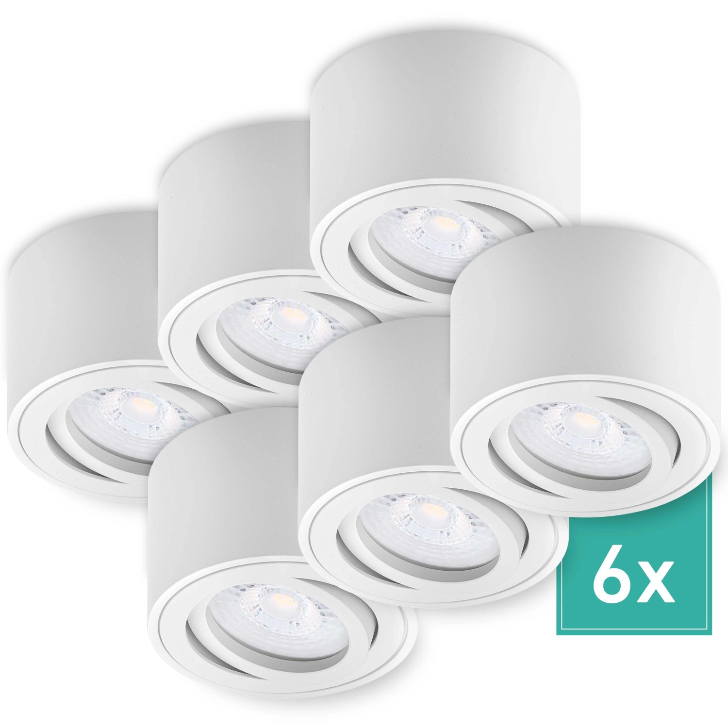 Oktaplex 6er Set Deckenstrahler Lile S inkl. LED-Module Dimmbar Warmweiß 2700K 230V Aluminium Weiß Oktaplex 6er Set Deckenstrahler Lile S inkl. LED-Module Dimmbar Warmweiß 2700K 230V Aluminium Weiß von Oktaplex lighting
