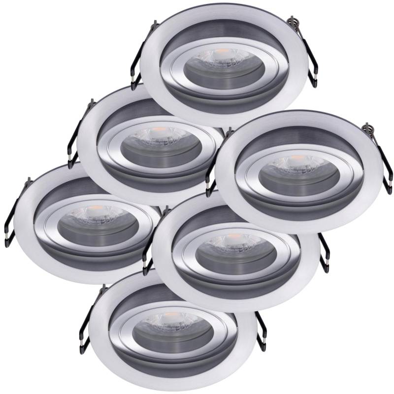 Oktaplex 6er Set Einbauleuchte Aluminium Lyon Schwenkbar 3-Stufen Dimmbar 2700K Warmweiß 380lm 4,8W Deckenspot von Oktaplex lighting