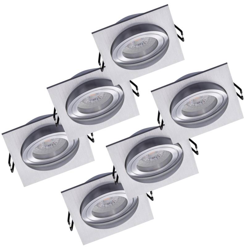 Oktaplex 6er Set Einbauleuchte Aluminium Lyon Schwenkbar 3000K Warmweiß 345lm 1,9W Silber Deckenspot Eckig Oktaplex 6er Set Einbauleuchte Aluminium Lyon Schwenkbar 3000K Warmweiß 345lm 1,9W Silber Deckenspot Eckig von Oktaplex lighting