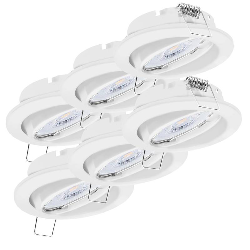 Oktaplex 6er Set Einbauleuchte Dijon Dimmbar inkl. LED Modul 3000K Warmweiß 380lm Weiß Schwenkbar von Oktaplex lighting