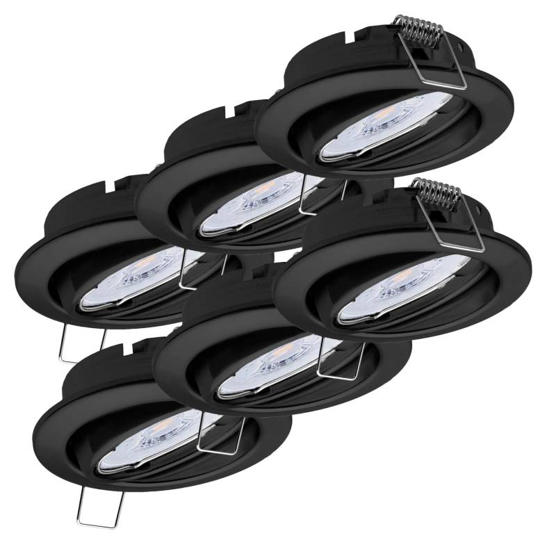 Oktaplex 6er Set Einbauleuchte Dijon Dimmbar inkl. LED Modul Warmweiß 4,9W Schwarz 370lm Deckenspot Schwenkbar von Oktaplex lighting