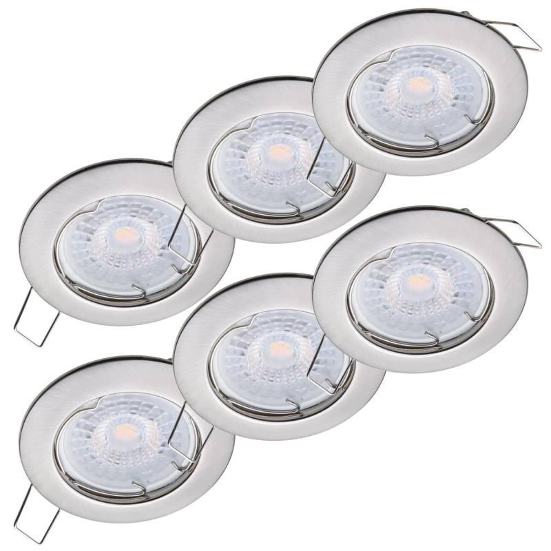 Oktaplex 6er Set Einbauleuchte Sedan Stufenlos Dimmbar Neutralweiß 4000K 370lm Gebürstete Edelstahloptik Deckenspot von Oktaplex lighting
