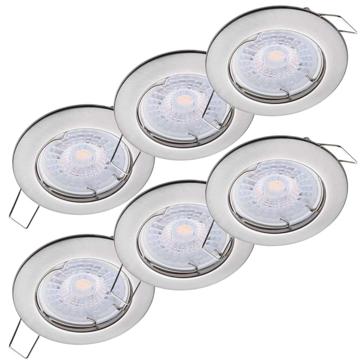 Oktaplex 6er Set Einbauleuchte Sedan inkl. LED-Module Neutralweiß 380lm Gebürstete Edelstahloptik Deckenstrahler von Oktaplex lighting