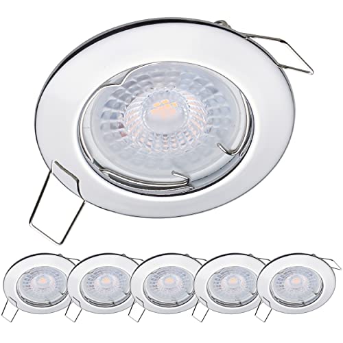 Oktaplex 6er Set LED Spots - 3 Stufen dimmbar - 4,8W 2700K 230V 380lm Warmweiß 110° - Deckenspot Chrom Lochmaß 60mm Deckenstrahler Sedan von Oktaplex lighting