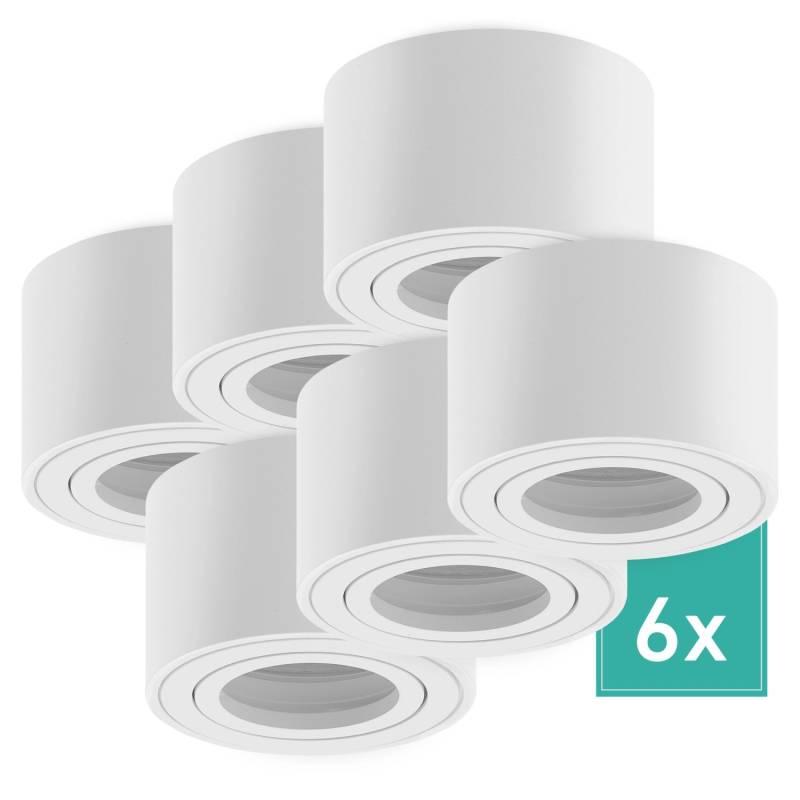 Oktaplex 6er Set Spot Aufputz Aluminium Lile S für LED-Module Aufbaustrahler Spotrahmen 230V Weiß von Oktaplex lighting