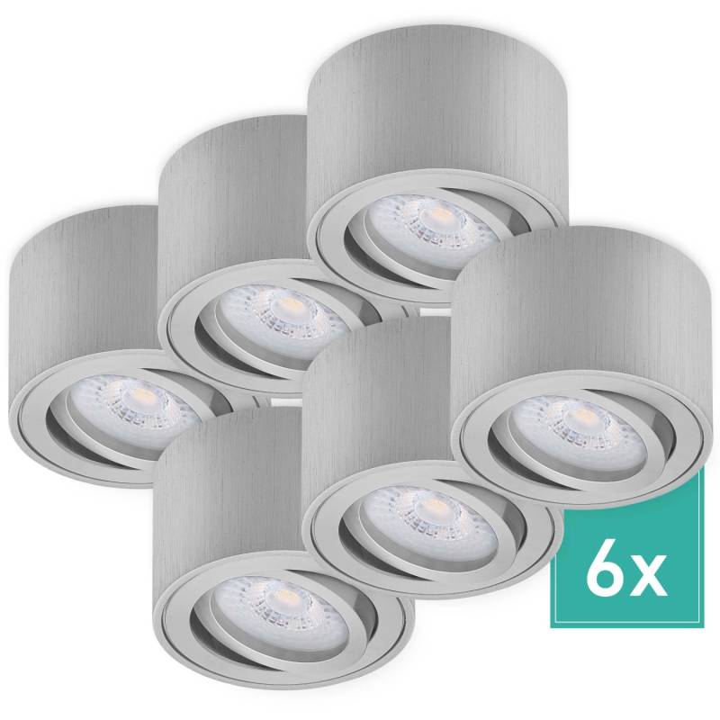 Oktaplex 6er Set Strahler Spots Lile S inkl. LED-Module Dimmbar Neutralweiß 4000K 230V Alu Gebürstet von Oktaplex lighting