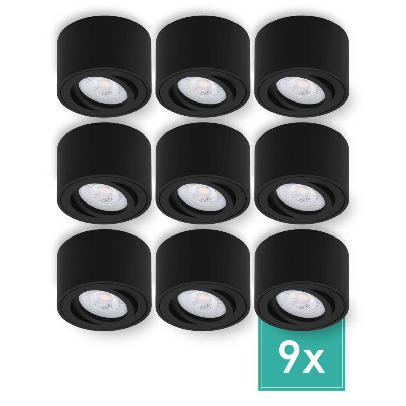 Oktaplex 9er Set Aufputz Spot Lile S inkl. LED-Module Dimmbar Warmweiß 3000K 230V Aluminium Schwarz von Oktaplex lighting
