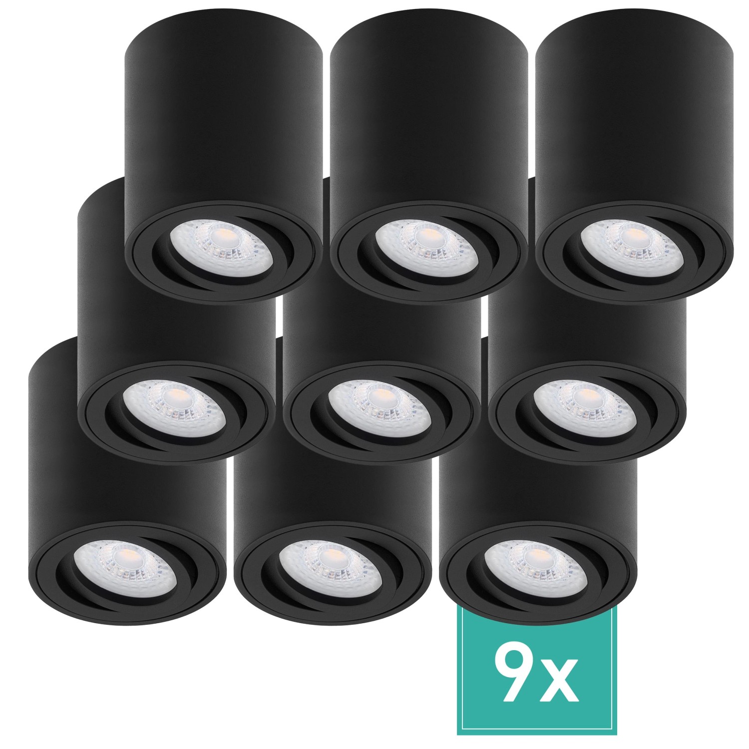 Oktaplex 9er Set Decken Spot Lile M inkl. LED-Module 3-Stufen Dimmbar Warmweiß 3000K 230V Aluminium Schwarz Oktaplex 9er Set Decken Spot Lile M inkl. LED-Module 3-Stufen Dimmbar Warmweiß 3000K 230V Aluminium Schwarz von Oktaplex lighting