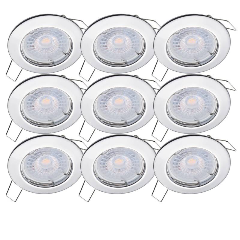 Oktaplex 9er Set Deckeneinbaustrahler Sedan inkl. LED-Module Neutralweiß 380lm 4,8W Chromoptik Spot von Oktaplex lighting