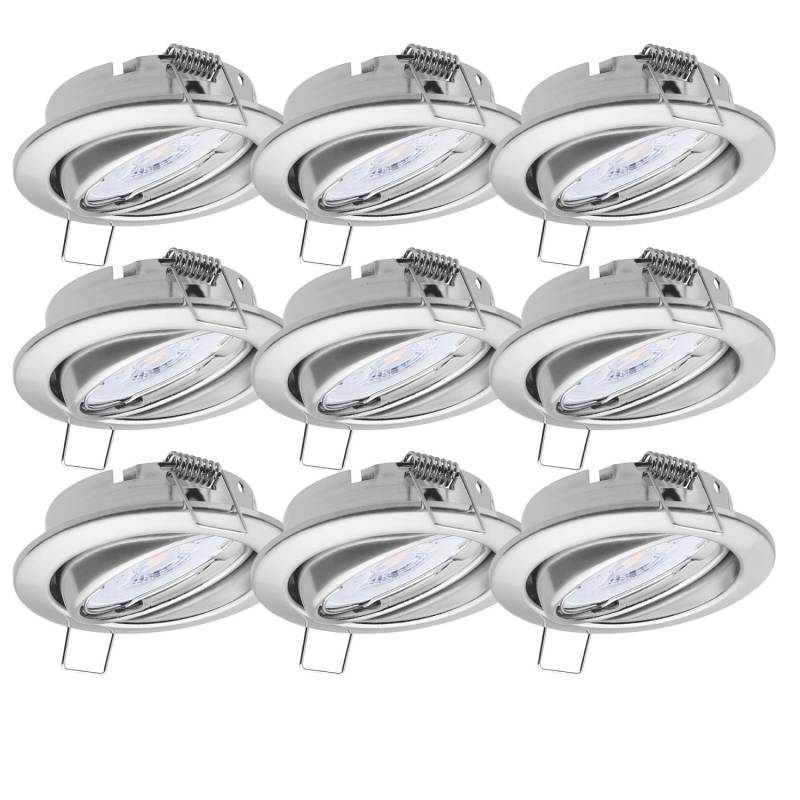 Oktaplex 9er Set Deckenstrahler Dijon inkl. LED Modul Warmweiß 2700K 4,8W Chrom 380lm Einbauleuchte Schwenkbar von Oktaplex lighting