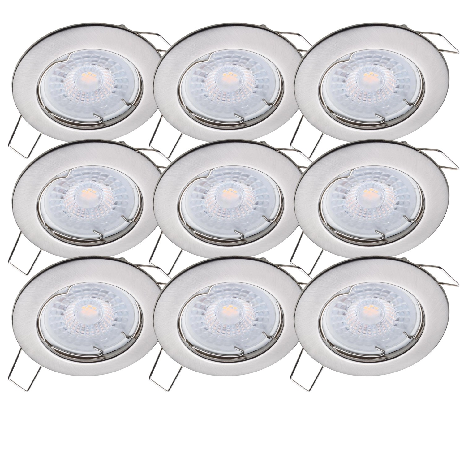 Oktaplex 9er Set Deckenstrahler Sedan inkl. LED-Module Warmweiß 3000K 1,9W 345lm Gebürstete Edelstahloptik von Oktaplex lighting