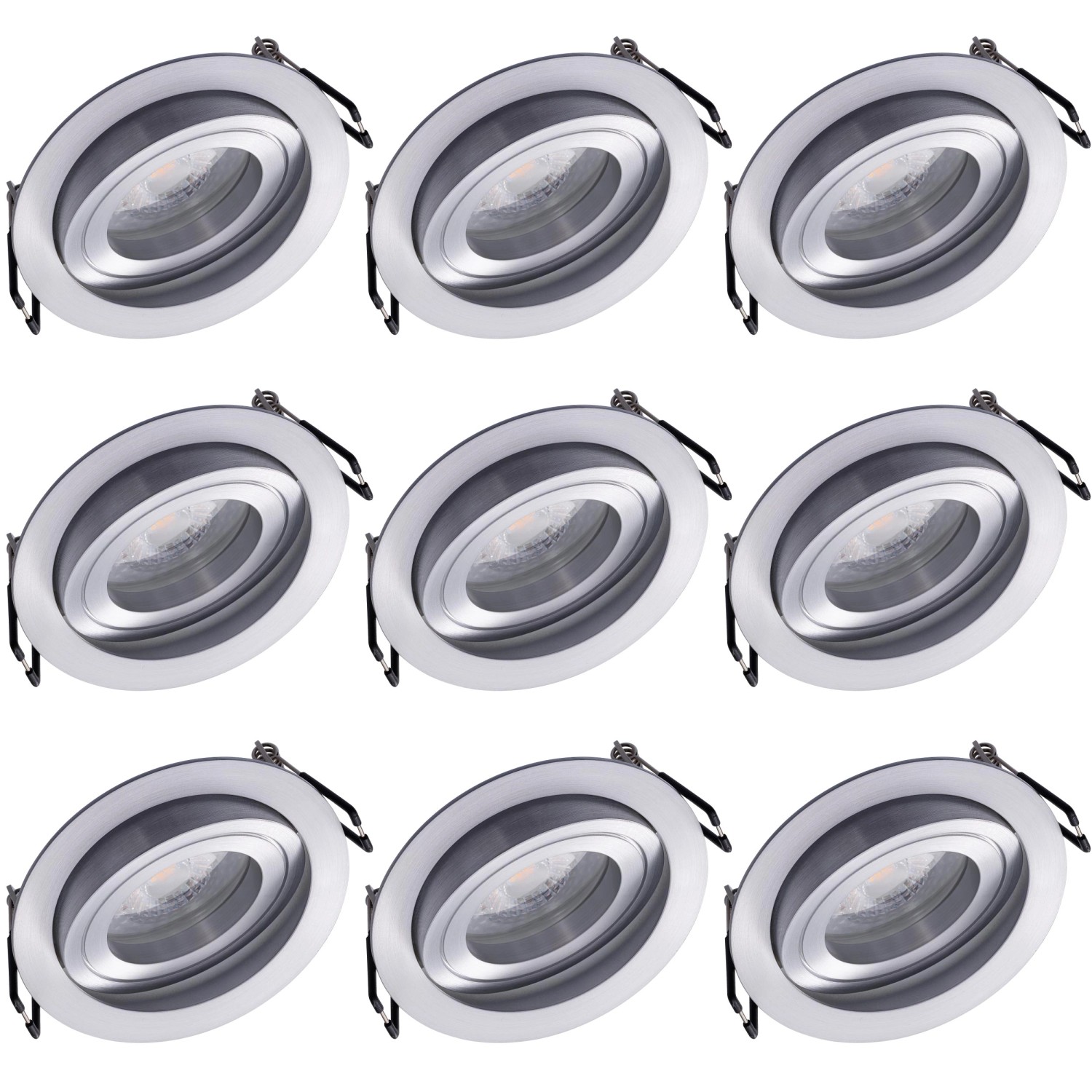 Oktaplex 9er Set Einbauleuchte Aluminium Lyon Schwenkbar 3000K Warmweiß 380lm 4,8W Silber Deckenspot Rund Oktaplex 9er Set Einbauleuchte Aluminium Lyon Schwenkbar 3000K Warmweiß 380lm 4,8W Silber Deckenspot Rund von Oktaplex lighting