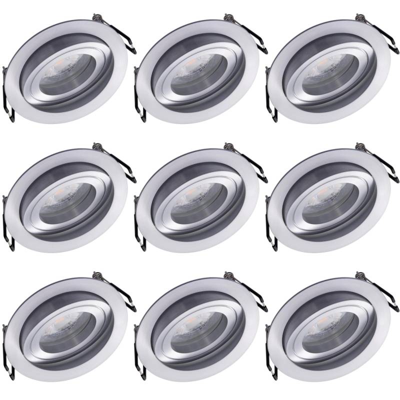 Oktaplex 9er Set Einbauleuchte Aluminium Lyon Schwenkbar 3000K Warmweiß 380lm 4,8W Silber Deckenspot Rund Oktaplex 9er Set Einbauleuchte Aluminium Lyon Schwenkbar 3000K Warmweiß 380lm 4,8W Silber Deckenspot Rund von Oktaplex lighting