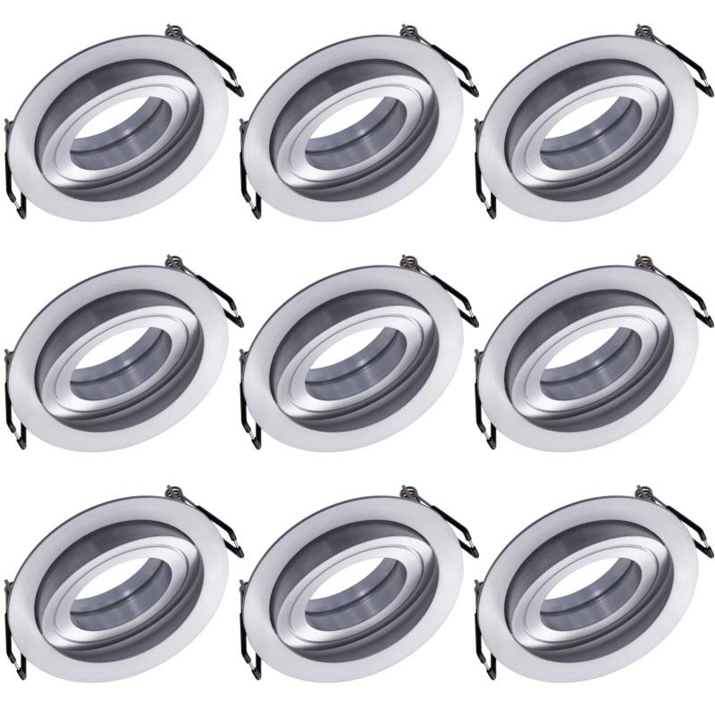 Oktaplex 9er Set Einbauleuchte Aluminium Lyon Schwenkbar für LED-Module Deckenspot Silber Rund Oktaplex 9er Set Einbauleuchte Aluminium Lyon Schwenkbar für LED-Module Deckenspot Silber Rund von Oktaplex lighting